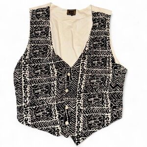90s abstract print vest with beads 100% cotton size M